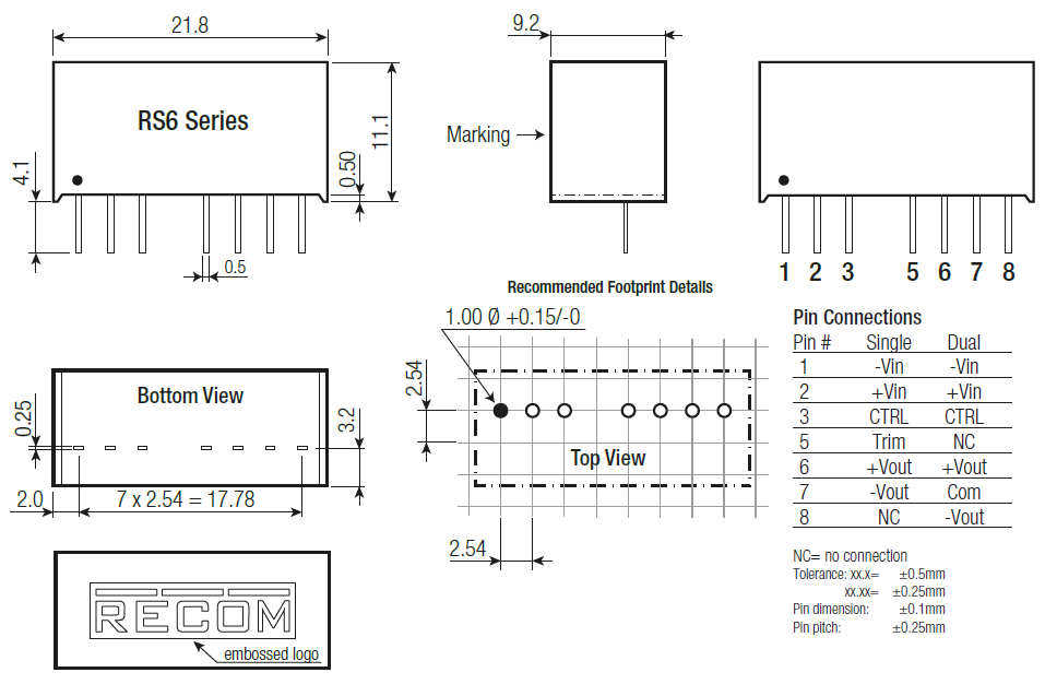Chart - RECOM Power RS6 6W Single & Dual Output DC/DC Converters